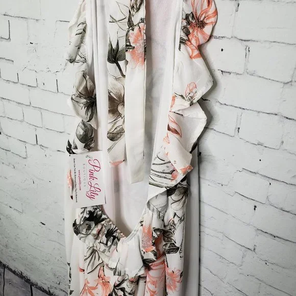 NWT Small Pink Lily Small Peach Love Floral Dress Boutique Wedding Guest Flowers - Picture 4 of 6